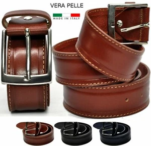 Cintura Uomo 100% Vera Pelle MADE IN ITALY Cuoio Classica Accorciabile larga 3,5 - Imagen 1 de 14