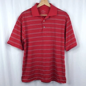 PGA Tour Golf Mens Size Medium Polo Shirt Striped Short Sleeve Athletic Red - Picture 1 of 5