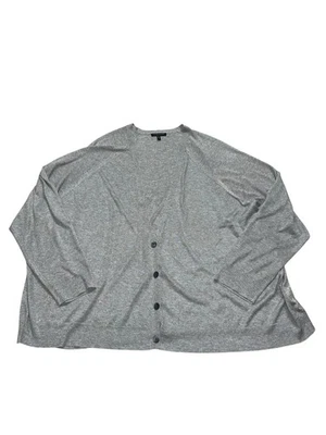 Eileen Fisher Women's 3X Cardigan Silver Shimmer Button Lightweight Sweater Foto 1 de 4