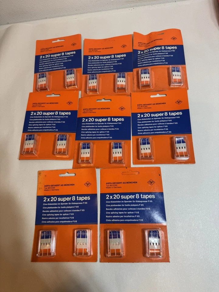 8 packages Vintage Super 8 Tapes 2x20 Cine Adhesive 0813/333 - Image 1 of 3