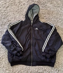 Vintage Adidas Big Logo Reversible Puff Nylon Jacket Coat Size XL - Picture 1 of 8