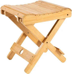 Wooden Folding Stool for Shaving Shower Foot Rest, Wooden Folding Stool Shower - Picture 1 of 9