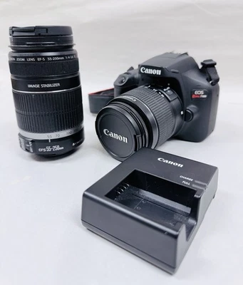 Canon EOS Rebel 4000D ( T100 ) DSLR Camera w/ 18-55mm & 55-250 Lenses - Image 1 of 4