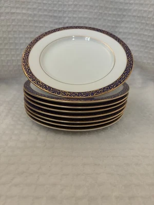 (NIKKO) blue and gold filigree salad plate sets for up to 8 people  - Image 1 of 3