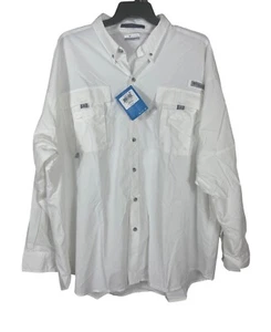 Columbia PFG Hombres Bahama II Camisa Manga Larga 3X Blanca 50 UPF Protección Solar - Imagen 1 de 10