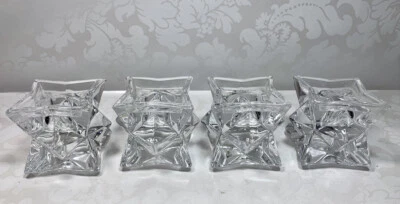 Set Of 4 Michael C Fina Fifth Avenue 24% Lead Crystal Star Taper Candle Holders - Image 1 of 4