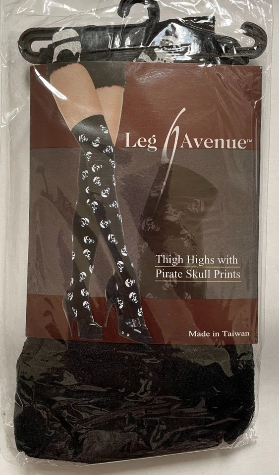 Leg Avenue Opaco Negro Muslo Alto con Estampado de Calavera Pirata Nuevo 6670 Foto 1 de 4