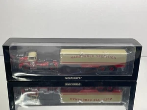 MINICHAMPS MAN 860 L1S KOFFERZATTELZUG HAMBURGER SPEDITION -RED 1:43- GOOD IB - Bild 1 von 13