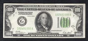 FR. 2151-G 1928-A $100 LIGHT GREEN SEAL FRN FEDERAL RESERVE NOTE CHICAGO, IL XF - Picture 1 of 2