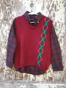Will Logan Boys Holiday Shirt Vest Set Size 6 - Picture 1 of 3
