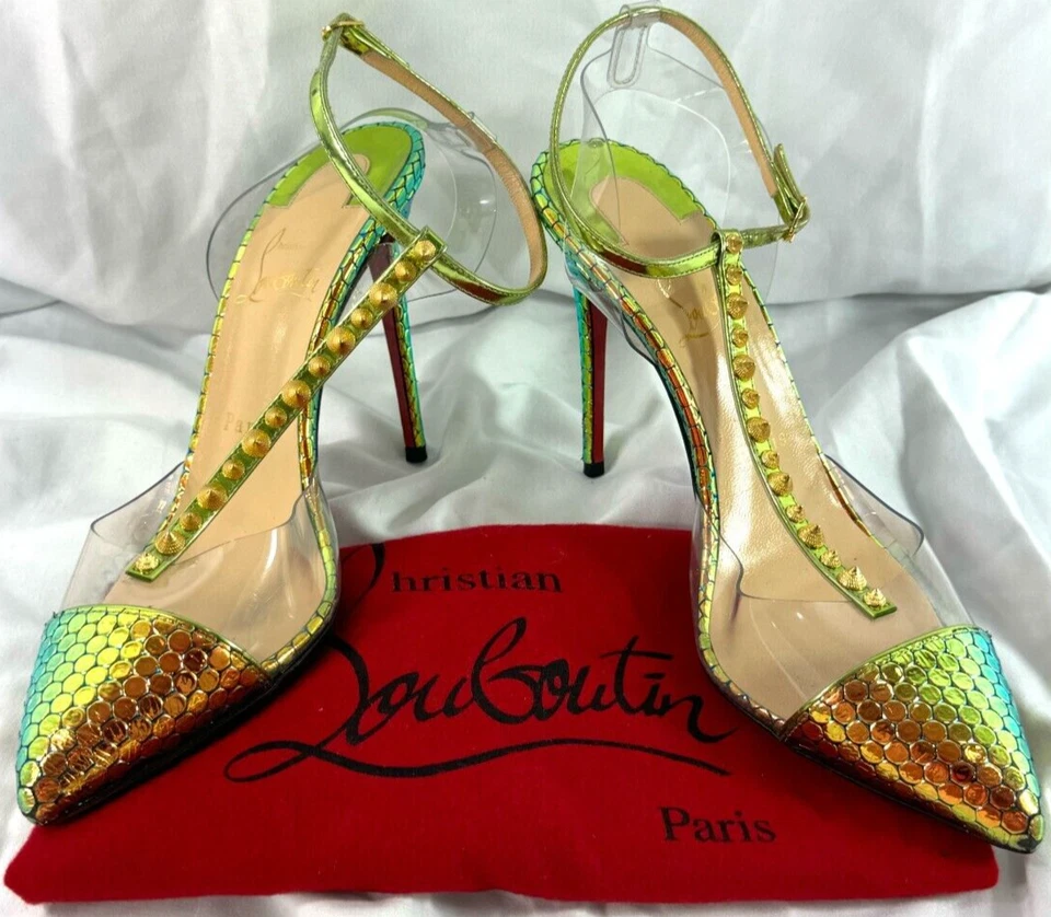 CHRISTIAN LOUBOUTIN Multicolor Nosy Spike Strass Heels Made in Italy 37.5-7.5US - Image 1 of 4