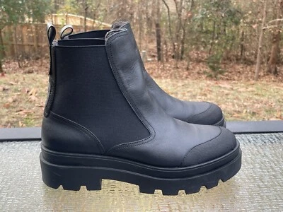 Fly London Chelsea Mujer’s Talla 40 EE. UU. 9 Negro Cuero Suela Botines Foto 1 de 4