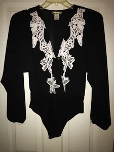 Womans NWOT Black Chiffon Like Body Suit sheer & Sexy XL - Picture 1 of 3