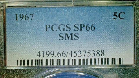 UNITED STATES--1967 PCGS SP66 SMS JEFFERSON NICKEL KM#A192 Cover
