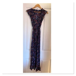 Caroline Morgan Navy Floral Maxi Dress 10 - Picture 1 of 3
