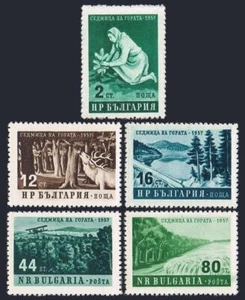 Bulgaria 977-981, MNH. Mi 1035-1039. Forest 1957. Planting, Red deer, Dam, Lake. - Picture 1 of 1
