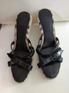 Burberry Nova Check wedge Sandals Slide on Espadrille Black EU 41 - Picture 1 of 11