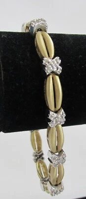Brazalete Oro Amarillo y Blanco 14K 15.171 DWT con 1 quilate Diamantes Valoración $5488 Foto 1 de 4