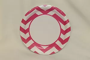 Hot Pink Chevron Baby Shower Birthday Party Supplies 9" Large Plates - Picture 1 of 1