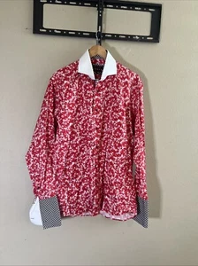 Axxess High collar shirt Red & White Size XL Ah7 - Picture 1 of 5