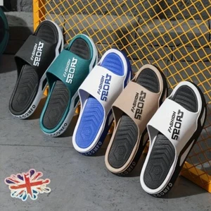 Mens Sandals Flip Flops Slip-On Sliders Gym Shoes Summer Holiday Beach Pool New - Picture 1 of 50