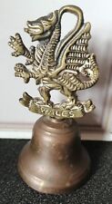 Vintage Brass Red Dragon Statue/Bell-Carved WALES-MADE ENGLAND.H-13/D-6.7cm,170g