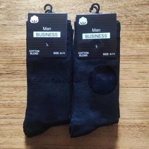6 Pairs 6-11 Premium Quality Cotton Socks Solid Business Work Office Dress Black - Picture 1 of 4