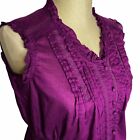 Converse | Womens Size S One Star Purple Ruffle Pleated Front Top