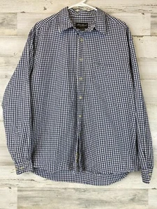 Eddie Bauer Herren XL Hemd blau weiß kariert langarm Button Down Baumwolle - Bild 1 von 7