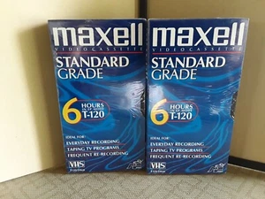Casete de video 2-Maxell VHS de 6 horas grado estándar T-120 ¡¡cinta en blanco sellada!! 5-22 - Imagen 1 de 2