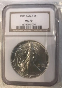 Moneta perfetta NGC MS70 1986 aquila d'argento gemma - Foto 1 di 2