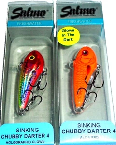 Salmo Chubby Darter #4 Sinking Jig (Lot of 2-Holo Clown/Glow Red) - Picture 1 of 1