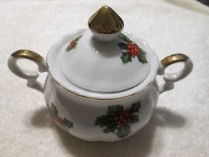 Lefton Christmas Holly Berry Sugar Bowl - Imagen 1 de 4
