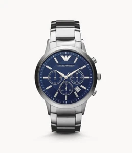 Emporio Armani Herrenuhr AR2448 Edelstahl Chronograph blaues Zifferblatt 41mm - Bild 1 von 3