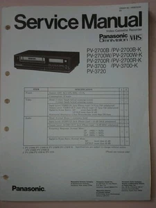 Panasonic Service Manual VCR PV-2700 B W R -K. PV-3700 -K PV-3720 - Picture 1 of 1