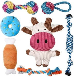 7 Pack Small Dog Toys Puppy Teething Toys Durable Ropes Chew Toys Cute Calf S - Picture 1 of 8