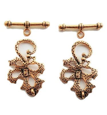 3 SET 25X20MM SOLID COPPER BALI TOGGLE CLASP ANTIQUE COPPER  969 ATL-330 - Image 1 of 3