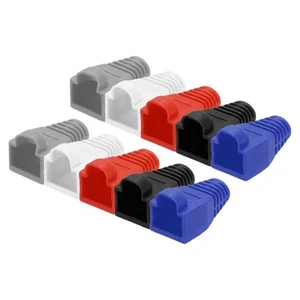 100 Pack Boot Cover, Cat6A Cat7/7A 8mm (Black White Blue Red Dark Gray) - Afbeelding 1 van 5