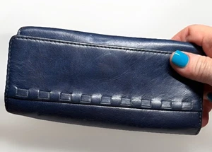 Hobo International Rider Genuine Leather Navy Blue Clutch Wallet Card Holder New - Picture 1 of 6