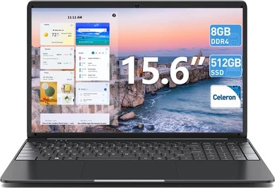 2025 New 15.6" Windows 11 Laptop, Intel Celeron I3 8GB RAM 512GB SSD, Business - Image 1 of 4