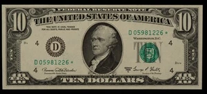 FR 2021-D* $10 1969 C Federal Reserve Note US - Star Note - UNC - SKU-CA1364 - Picture 1 of 2