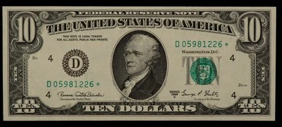 FR 2021-D* $10 1969 C Federal Reserve Note US - Star Note - UNC - SKU-CA1364 - Image 1 of 2
