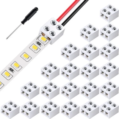 Pacote com 10 2 pinos 10 mm conector de luz de fita LED sem solda parafuso terminal B... - Imagem 1 de 4