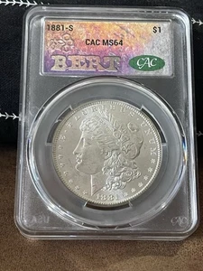 1881-S Morgan Silver Dollar $1 CAC MS64 Blast White, Bert Pull Traderbea - Picture 1 of 6