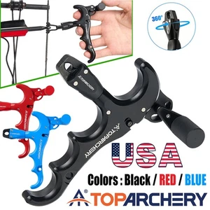 Archery Release Aid Compound Bow Release 4-Finger Grip Thumb Trigger Caliper - Picture 1 of 25