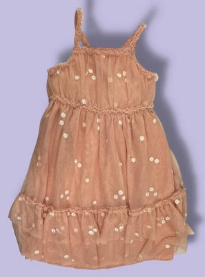 Cat & Jack Girls Size M 8 Spring Summer Mesh Floral Dress Lace Blush Pink - Image 1 of 4