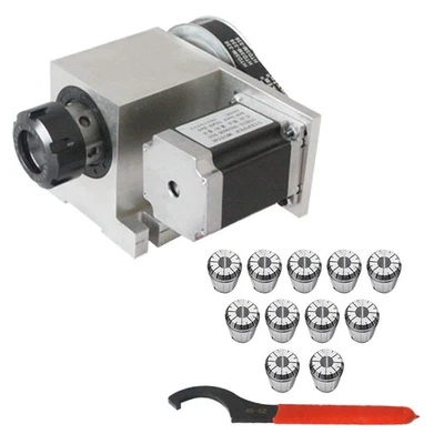 CNC 4th Axis Hollow Shaft Rotary Table Router Rotational Axis w/ 11x ER32 Collet - Image 1 of 4
