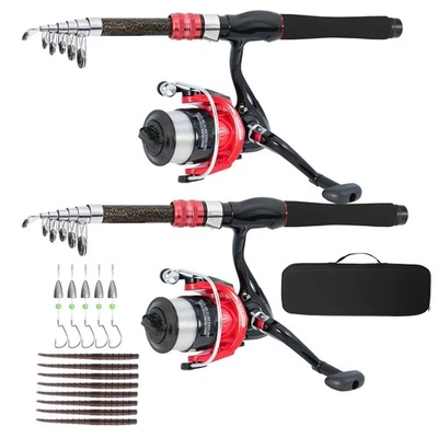 Fishing Pole, 6.9ft 2Pcs Collapsible Fishing Rods Set, Carbon Fiber Fishing R... - Image 1 of 4