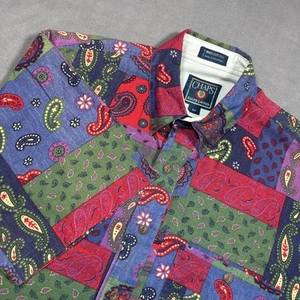 Vintage Chaps Ralph Lauren Mens Medium Short Sleeve OCBD Paisley Allover Shirt - Picture 1 of 6