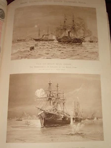 1901 LARGE PRINT CRIMEA WAR & EGYPT ~ NAVY BATTLES - Picture 1 of 1